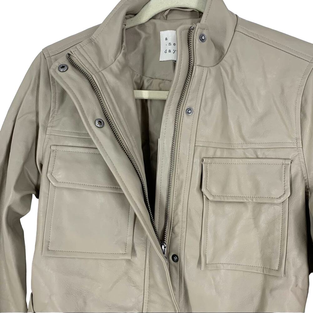 A New Day Faux Leather Jacket Tan Women’s Size Large NEW - Picture 7 of 11